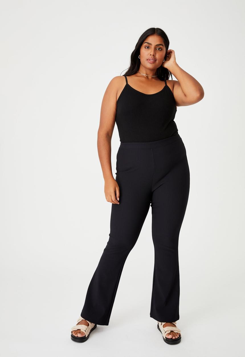 Cotton On - Curve jersey flare pants - black