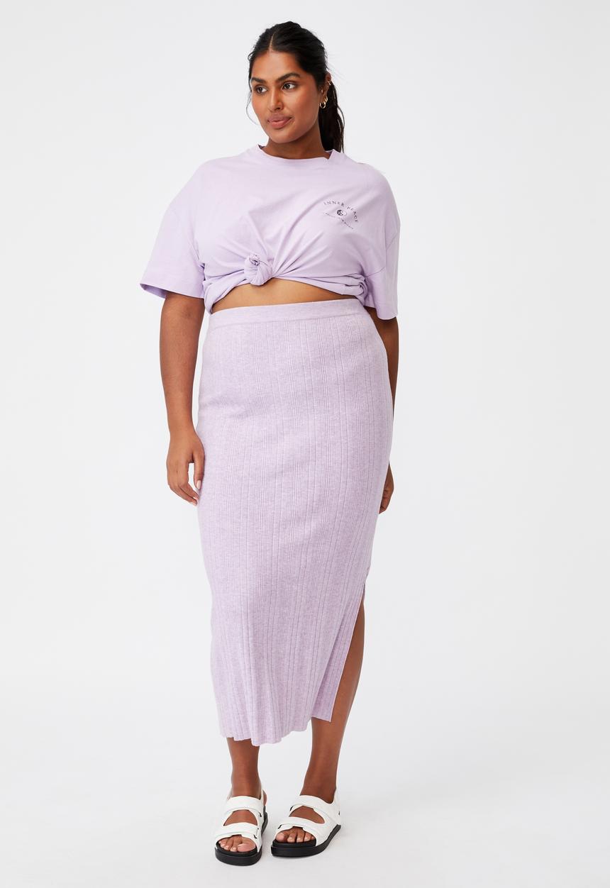 Cotton On - Curve knit midi skirt - lilac