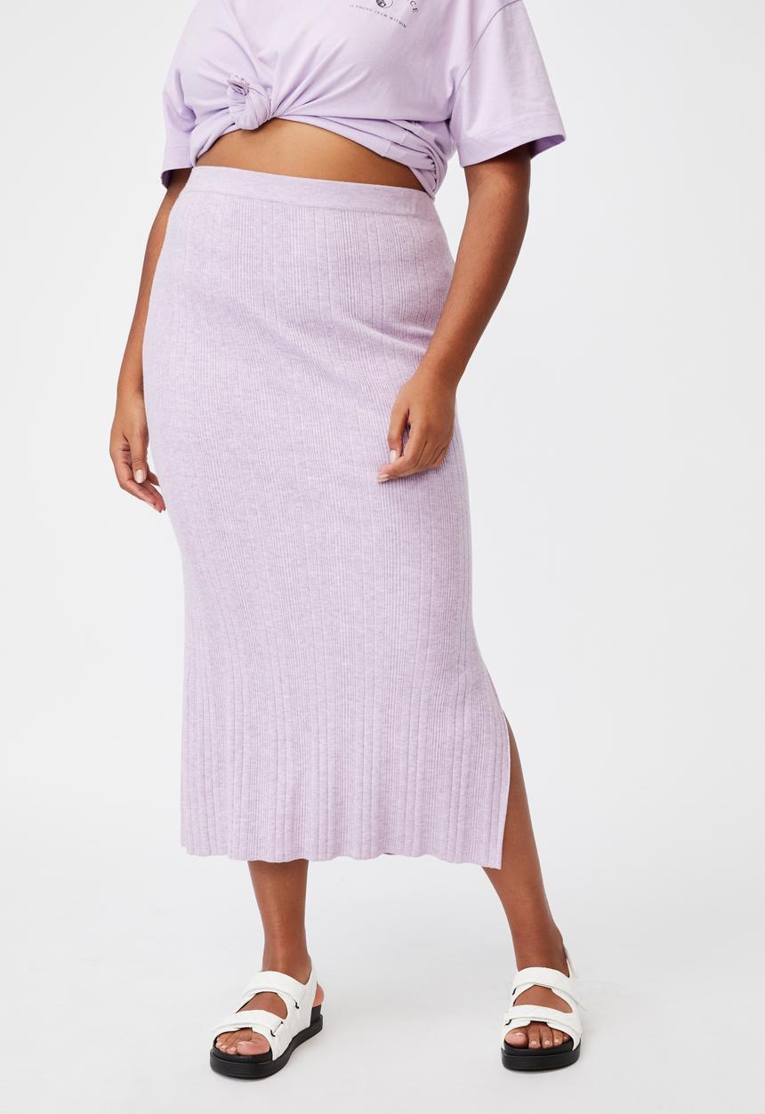 Cotton On - Curve knit midi skirt - lilac