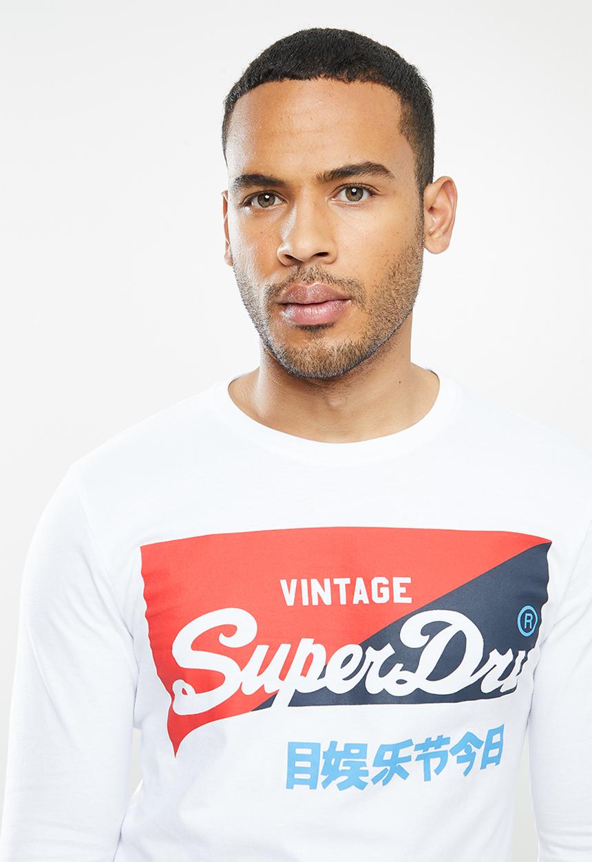 Superdry. - Vl o primary long sleeve top - white