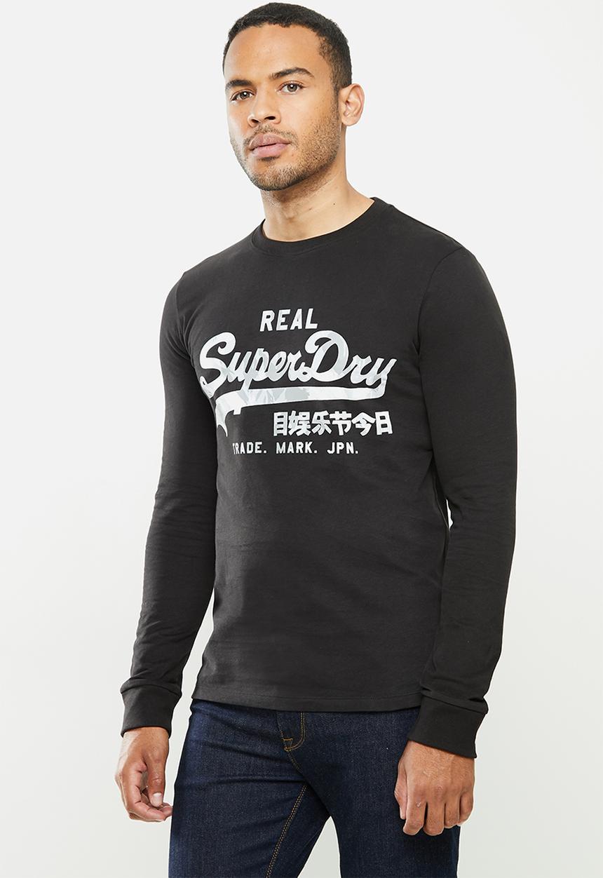 Superdry. - VI infill long sleeve top - black