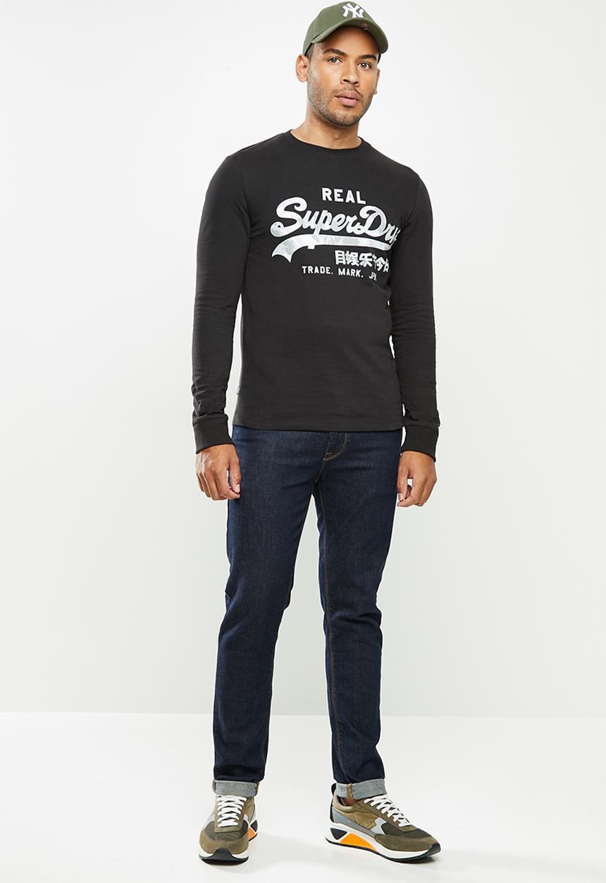 Superdry. - VI infill long sleeve top - black