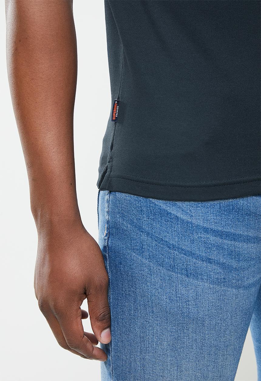 Superdry. - Classic micro lite tipped short sleeve polo - eclipse navy