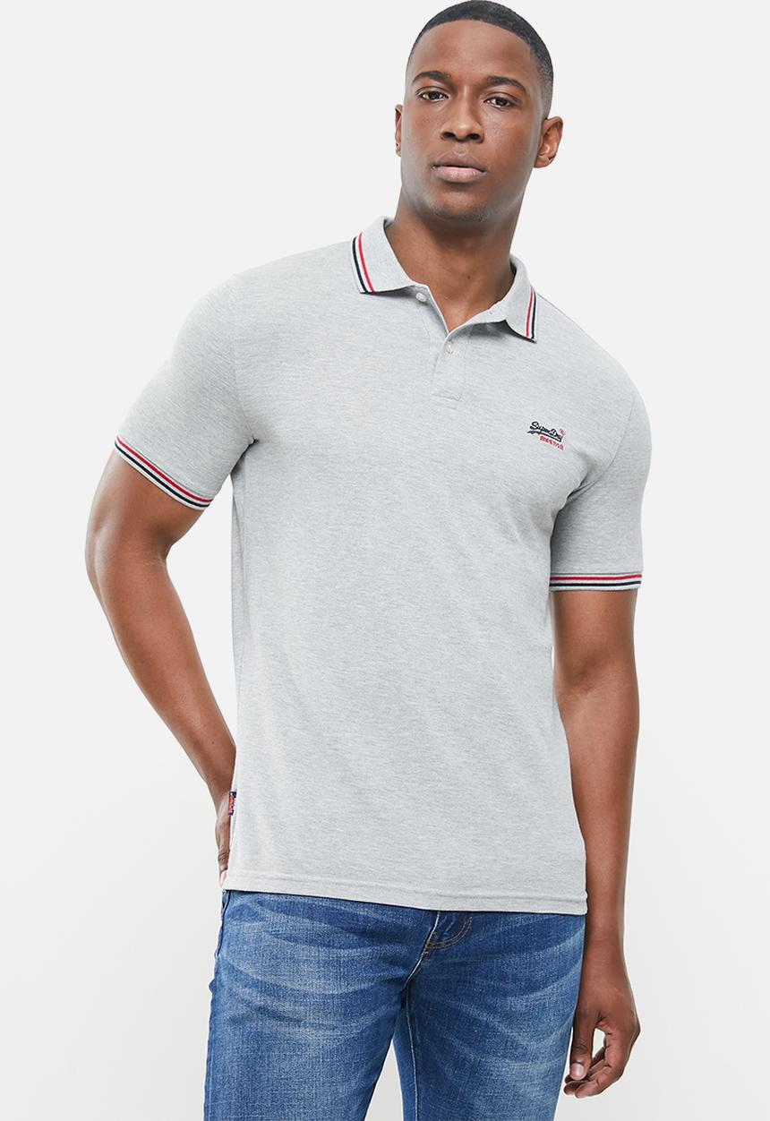 Superdry. - Classic micro lite tipped short sleeve polo - grey