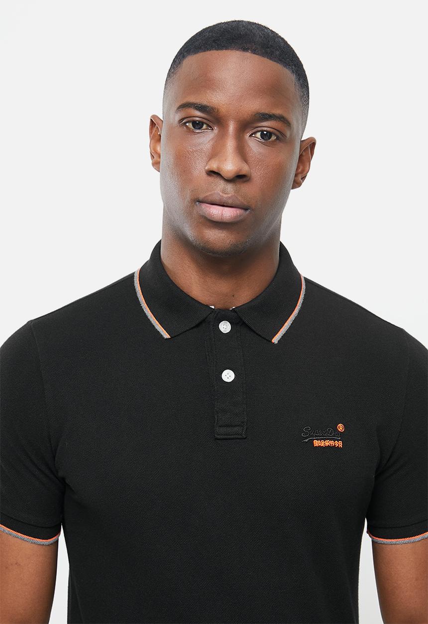 Superdry. - Poolside pique short sleeve polo - black