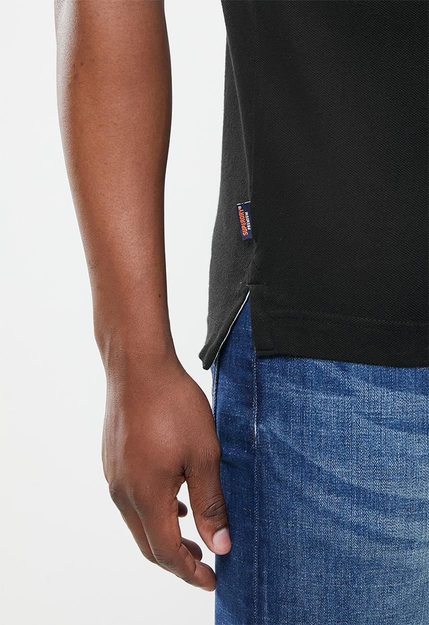 Superdry. - Poolside pique short sleeve polo - black