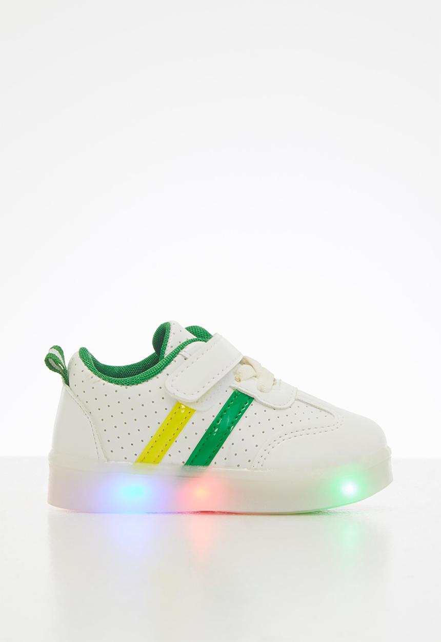 Pop Candy - Boys light up sneaker - white & green 