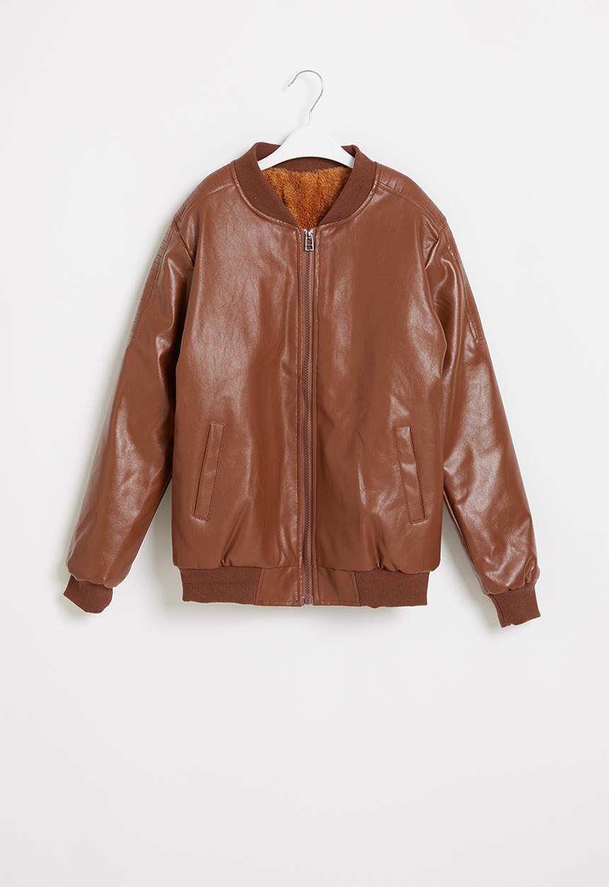 Pop Candy - Boys faux leather jacket - tan