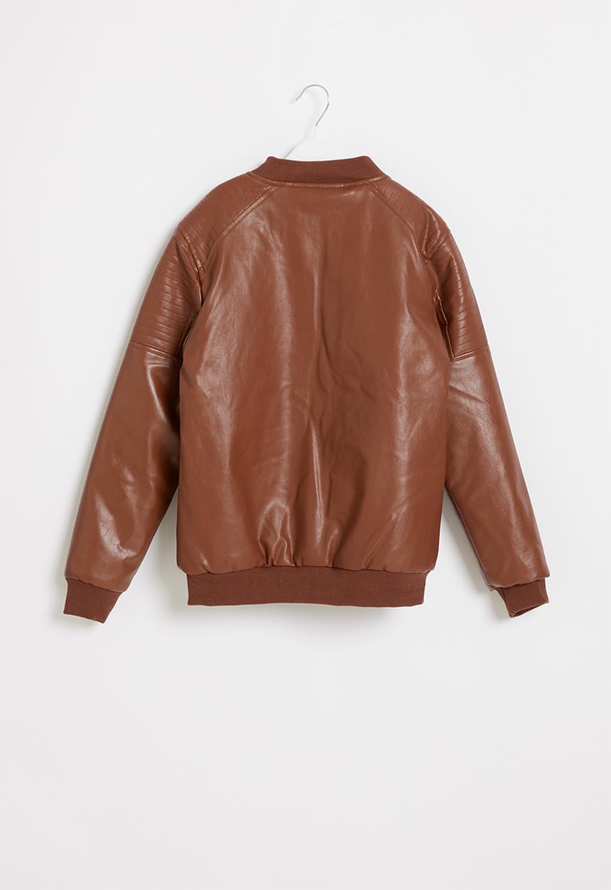 Pop Candy - Boys faux leather jacket - tan