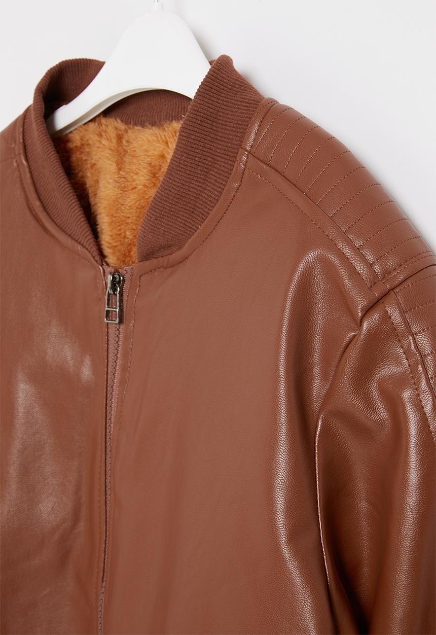 Pop Candy - Boys faux leather jacket - tan