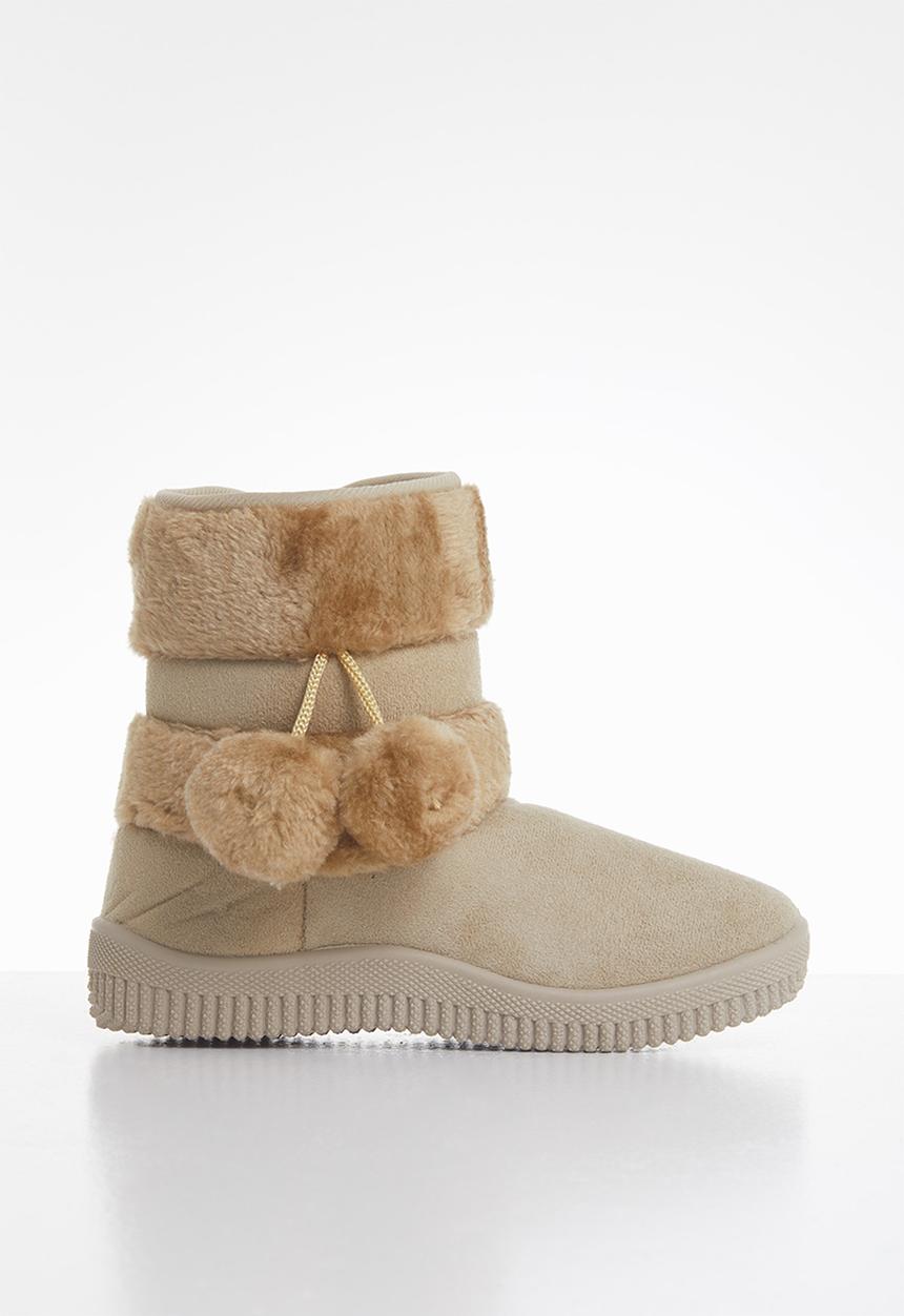 Pop Candy - Girls pom pom boot - beige