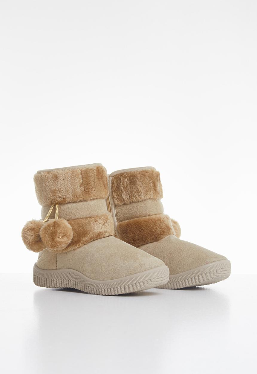 Pop Candy - Girls pom pom boot - beige