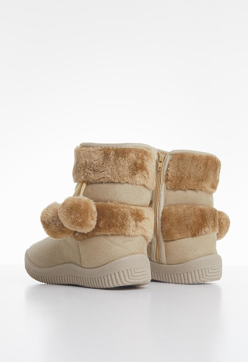 Pop Candy - Girls pom pom boot - beige