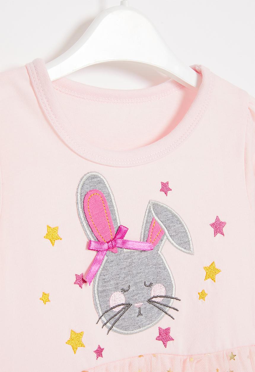 Pop Candy - Girls bunny mesh combo dress - pink