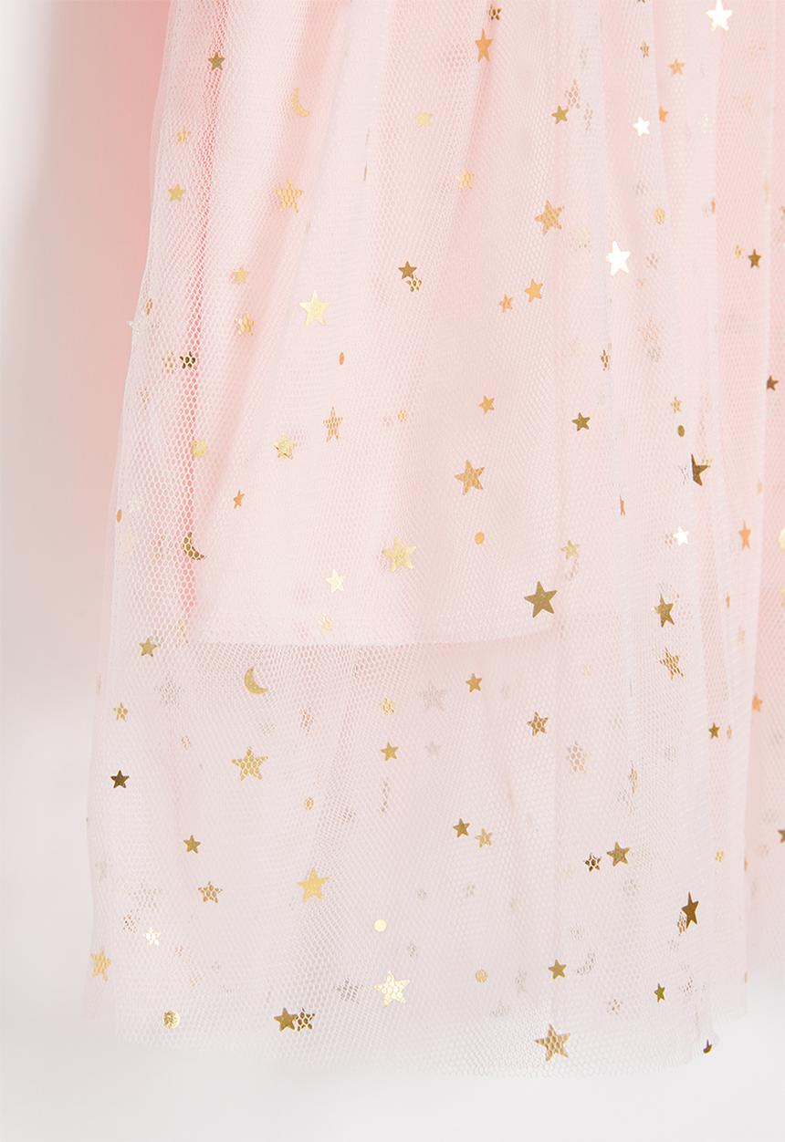 Pop Candy - Girls bunny mesh combo dress - pink