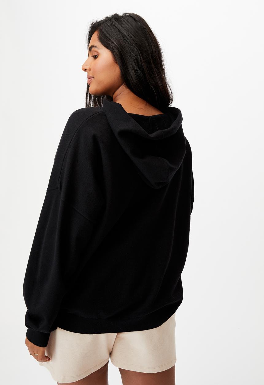 Cotton On - Curve soft knit hoodie - black