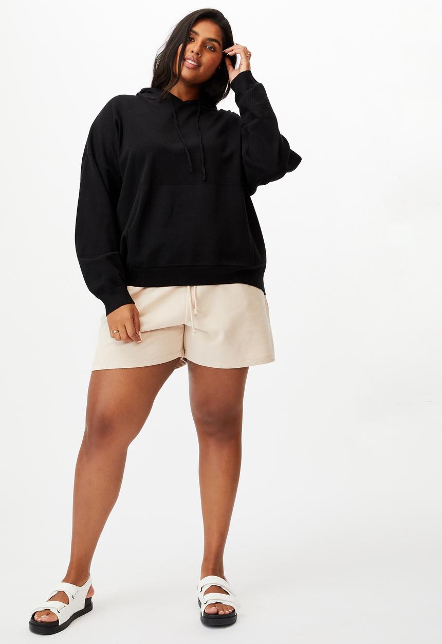 Cotton On - Curve soft knit hoodie - black