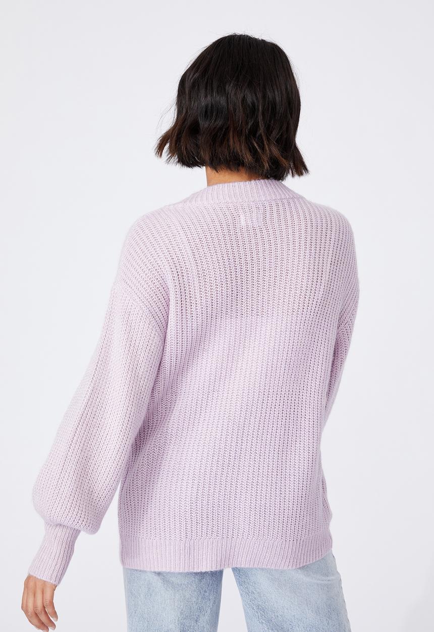 Cotton On - Dad rib cotton blend cardigan - lilac
