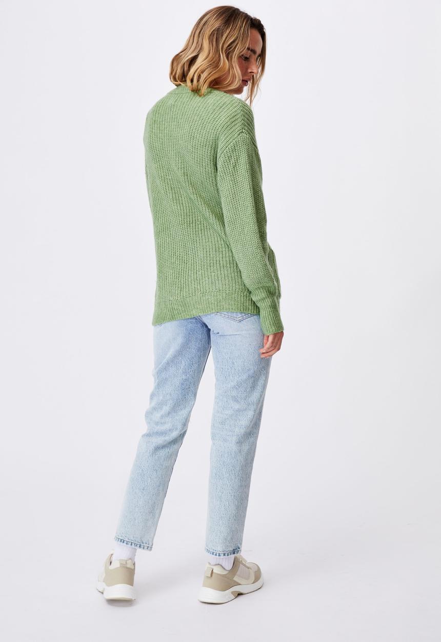 Cotton On - Dad rib cotton blend cardigan - green