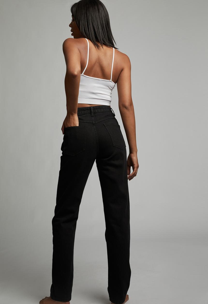 Cotton On - Long straight jean - black