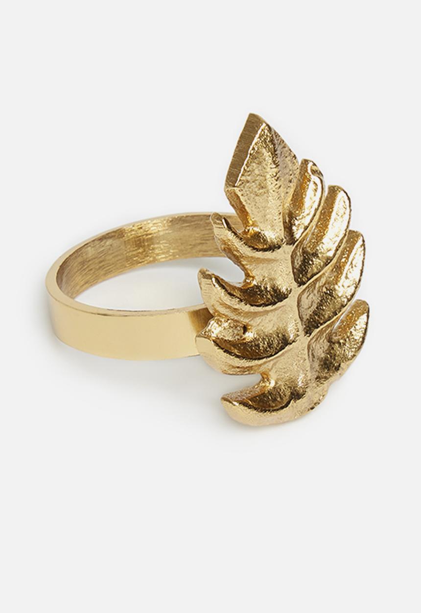 Excellent Houseware - Leafy napkin rings set of 6 - gold