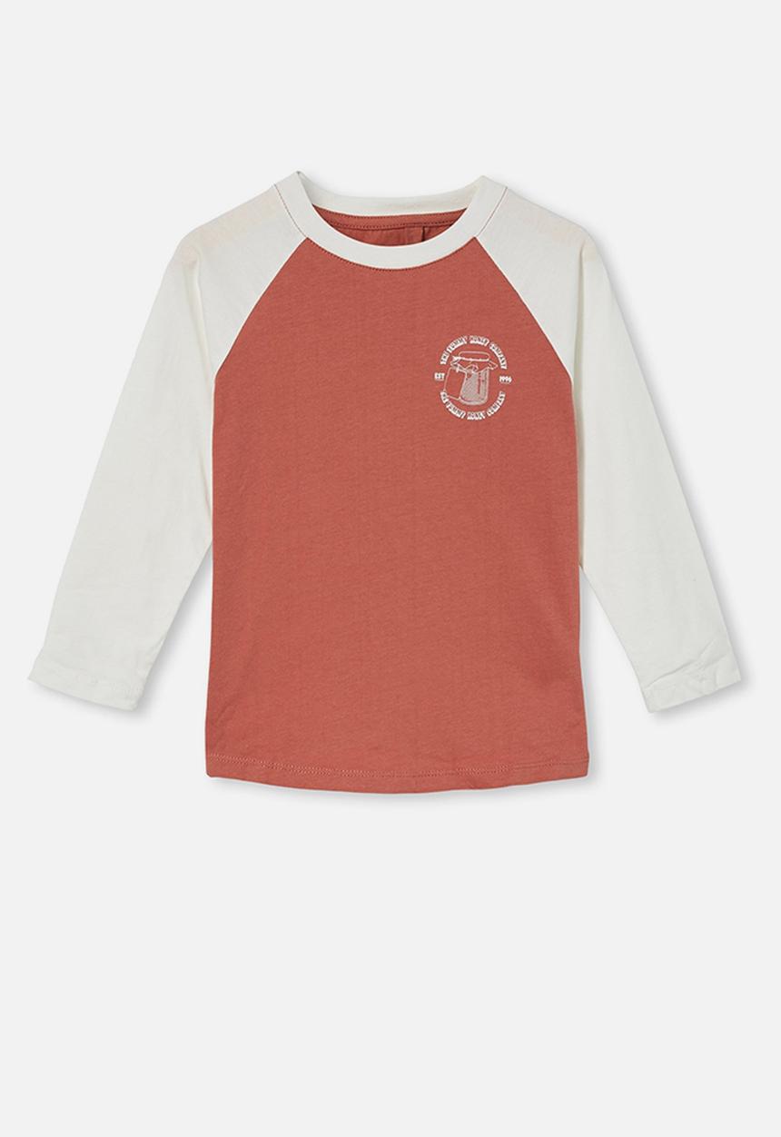 Cotton On - Tom long sleeve raglan tee - chutney & vanilla yummy honey