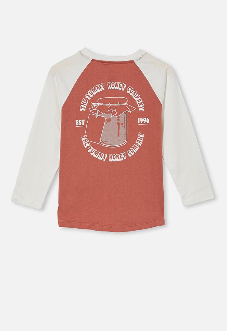 Cotton On - Tom long sleeve raglan tee - chutney & vanilla yummy honey