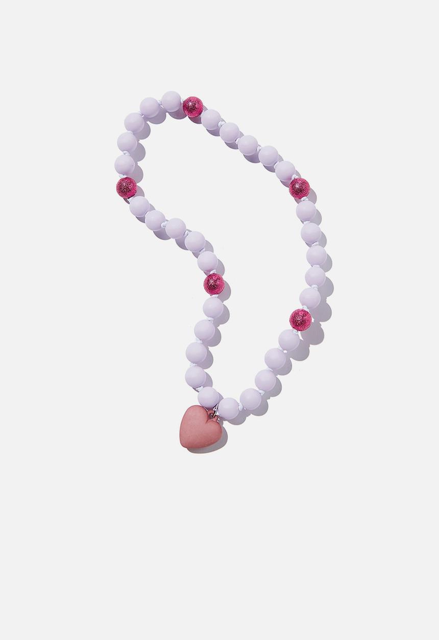 Cotton On - Mixed beaded necklace - rose heart