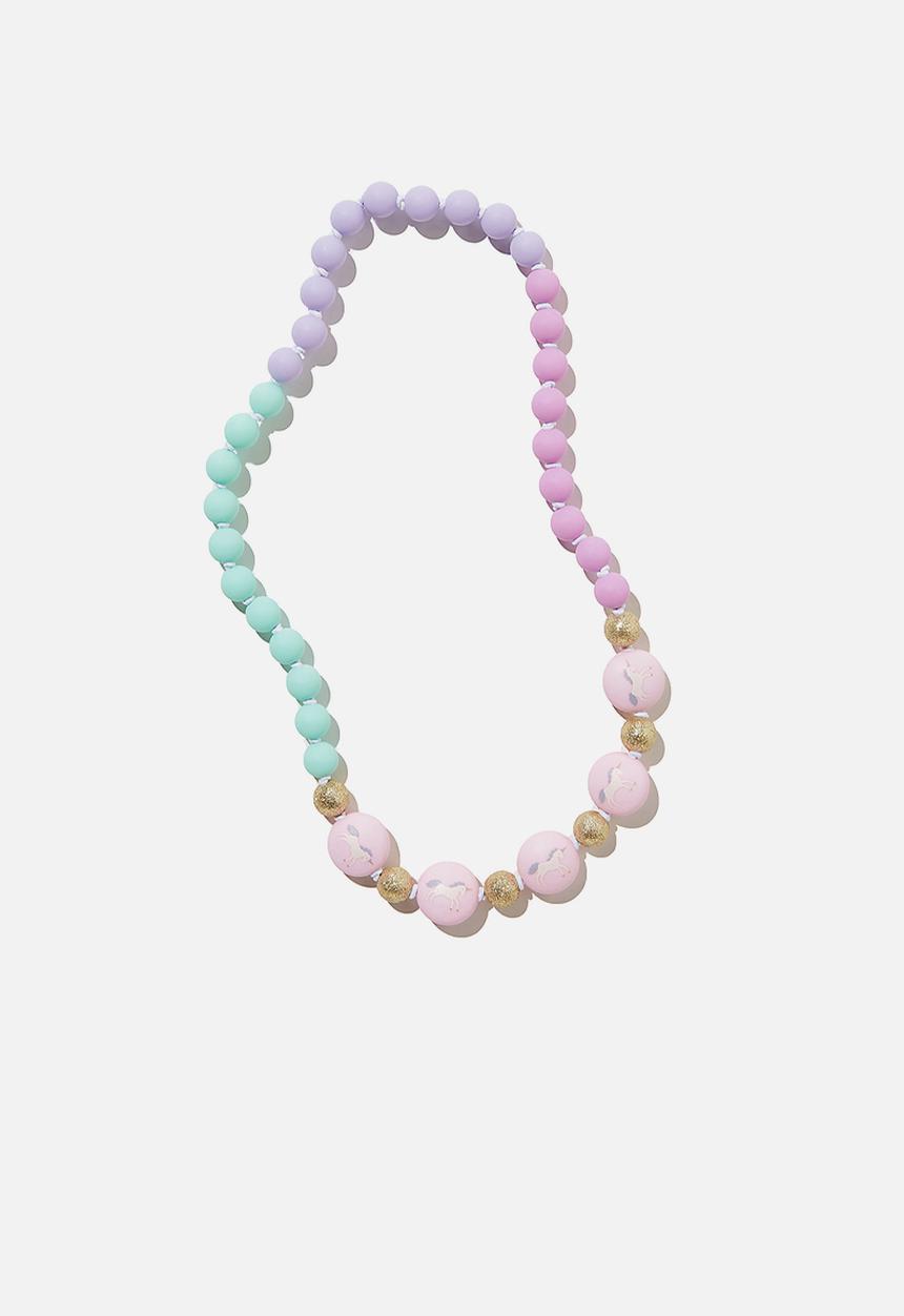 Cotton On - Mixed beaded necklace - pastel unicorn