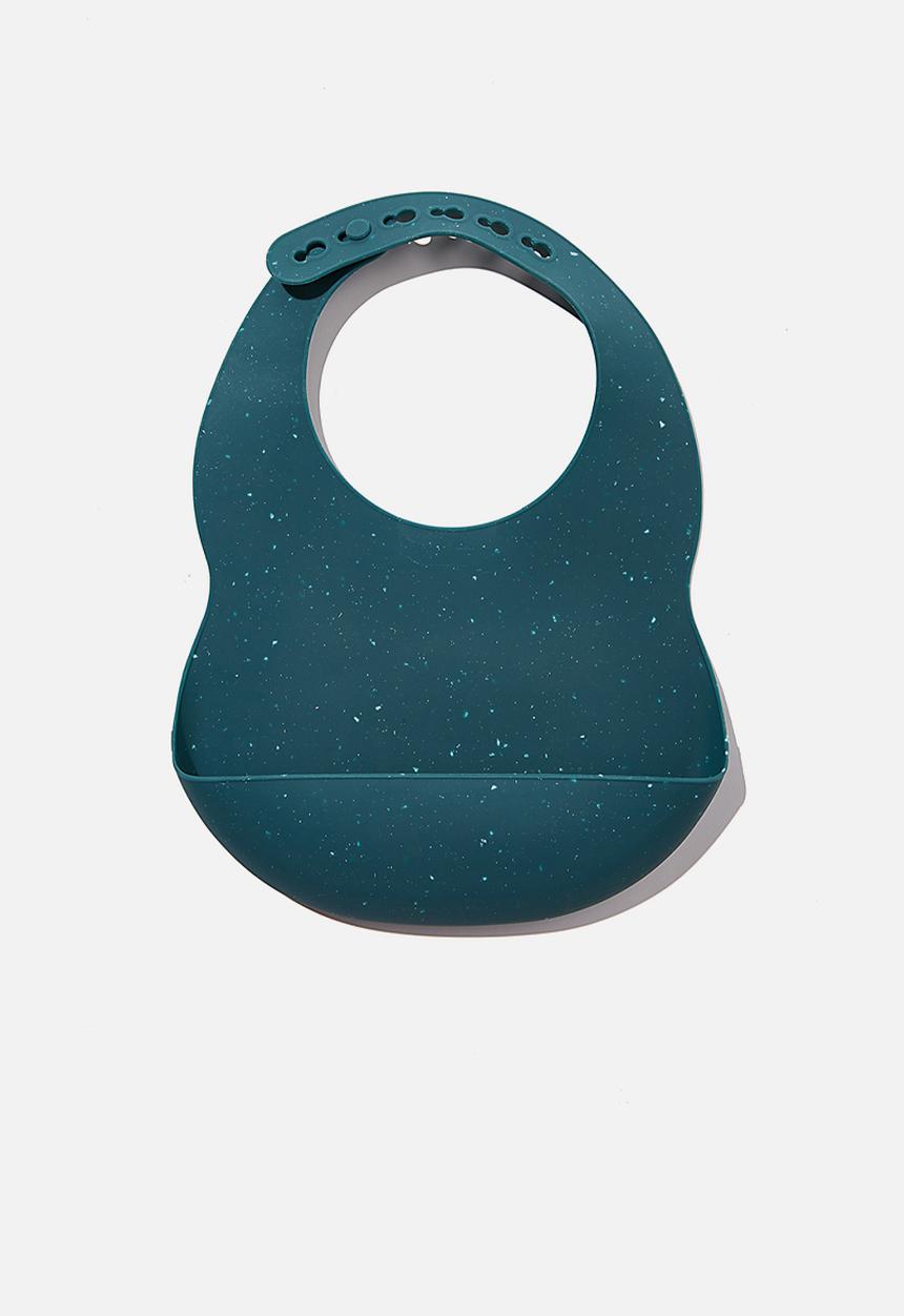 Cotton On - Silicone bib - petrol teal speckle