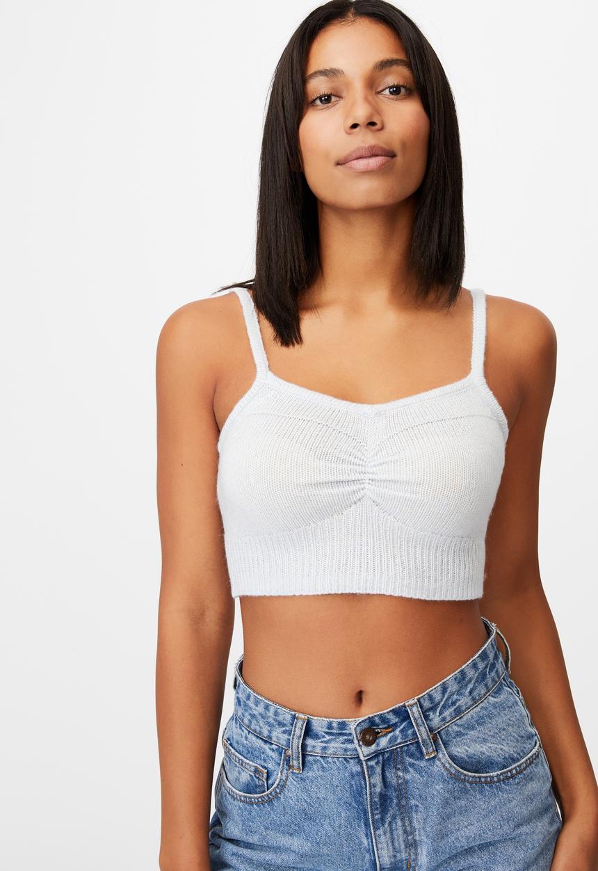 Cotton On - Rib cotton blend cami - cool blue