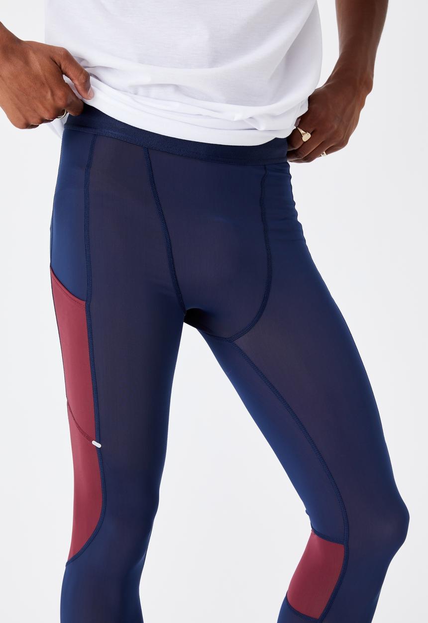 Cotton On - Active tech legging - navy & burgundy
