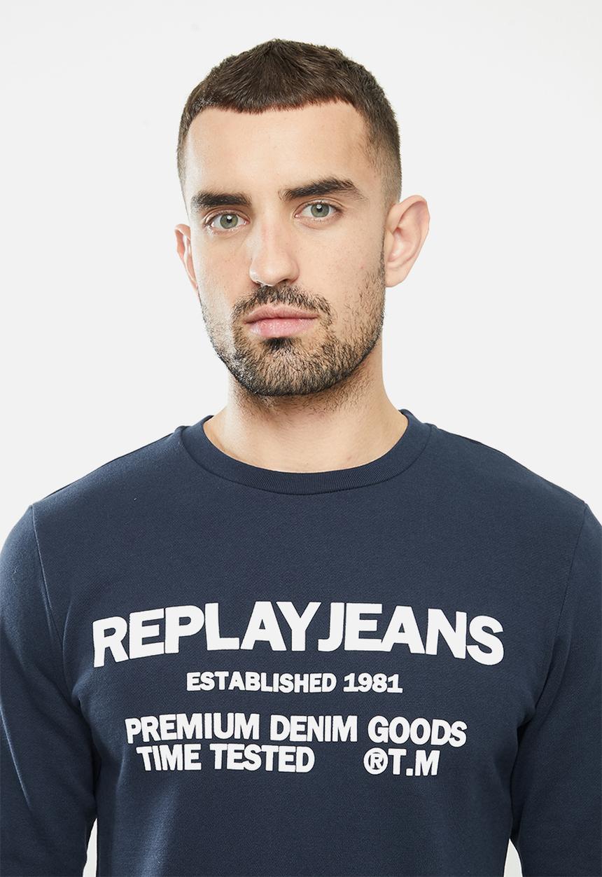 Replay - Replay jean logo crew fleece - navy