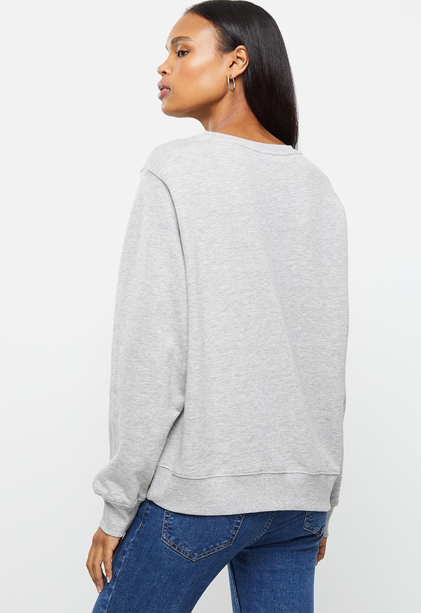 POLO - Ashton long sleeve logo sweater - grey 