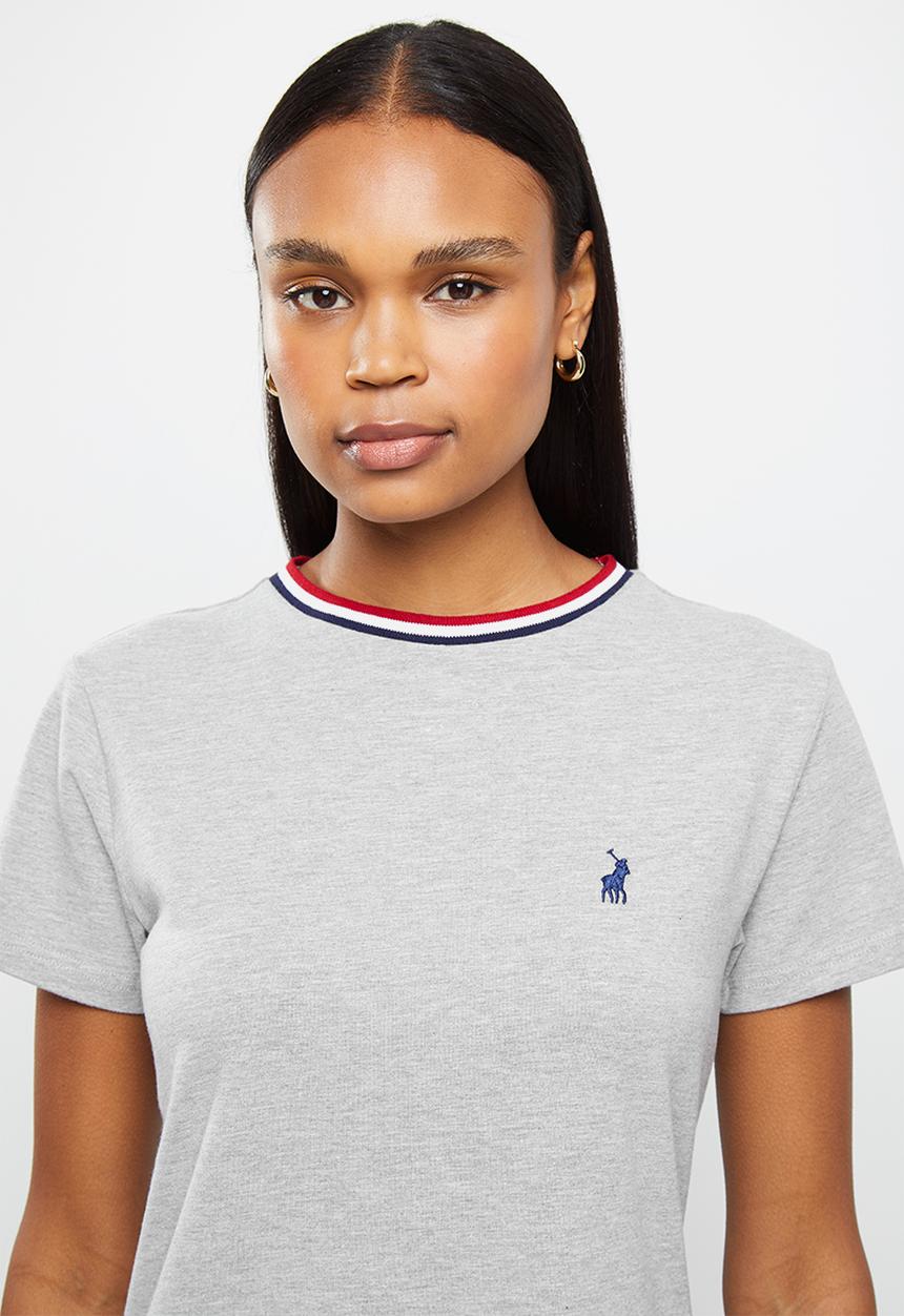 POLO - Tracey short sleeve T-shirt with stripe tipping - grey 