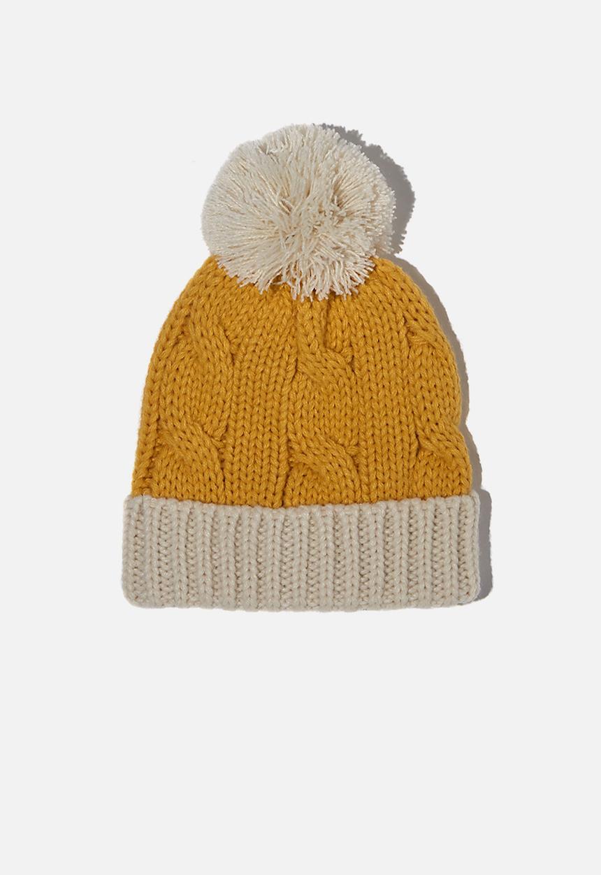 Cotton On - Baby winter knit beanie - honey gold & vanilla