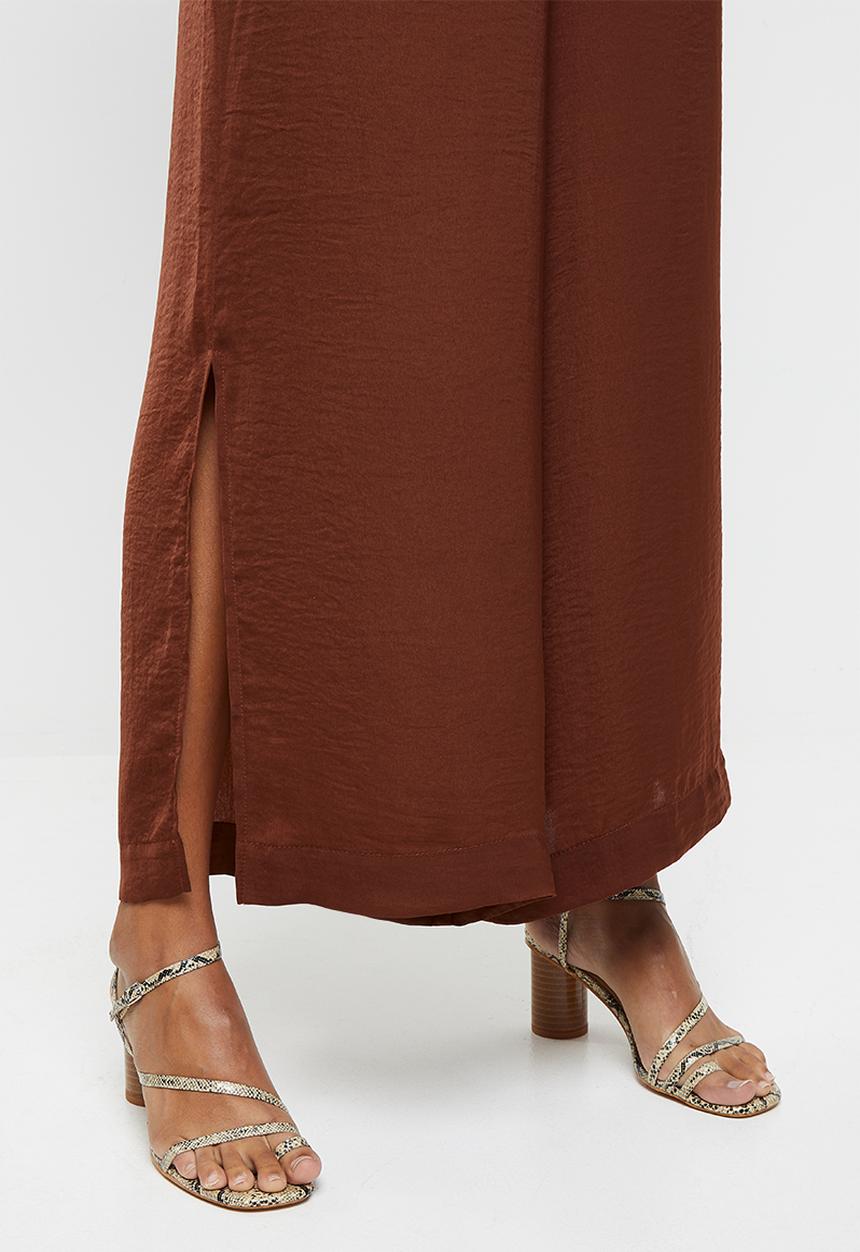 MILLA - Dull satin palazzo - rust