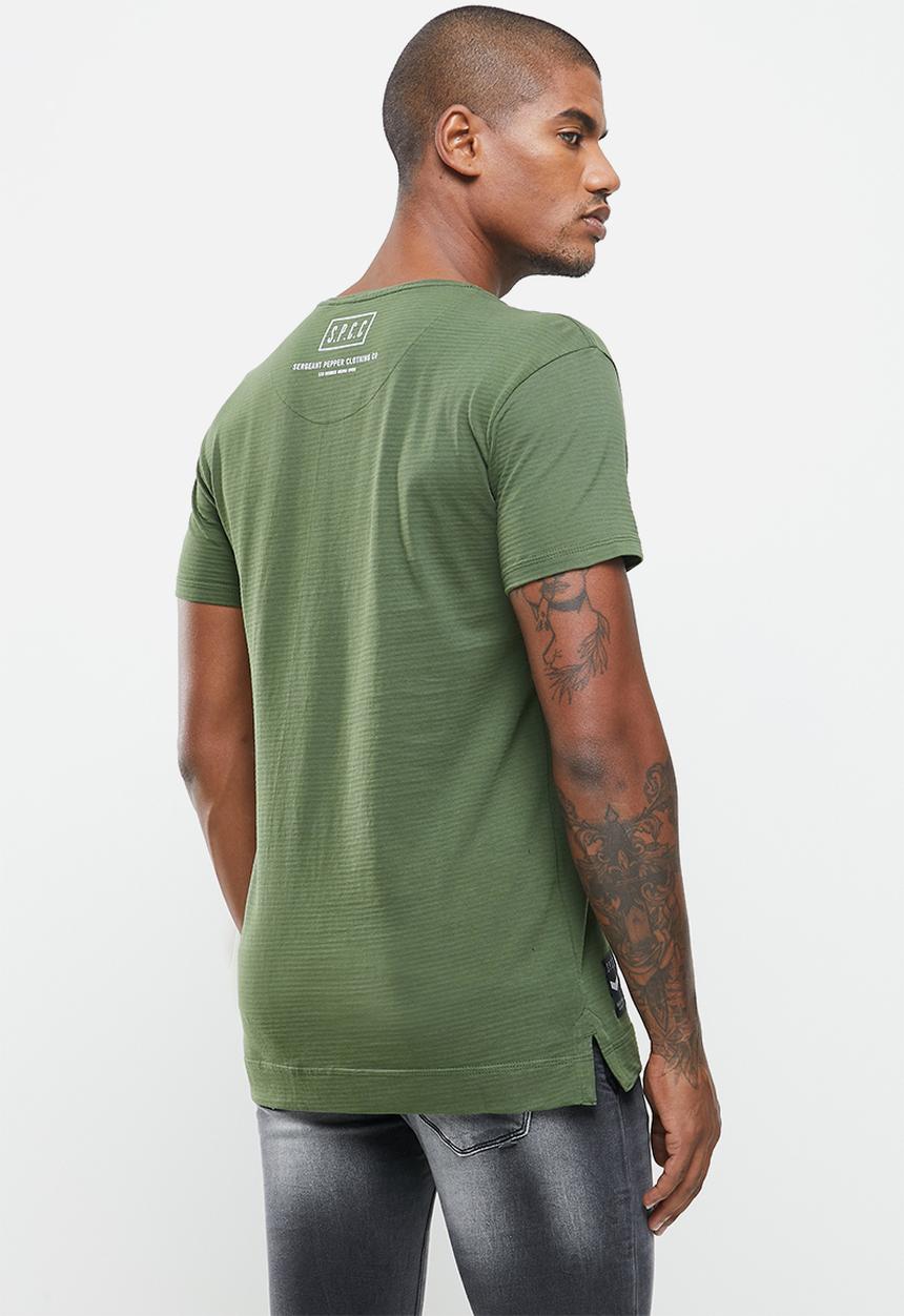 S.P.C.C - Forester side slit straight hem tee - green