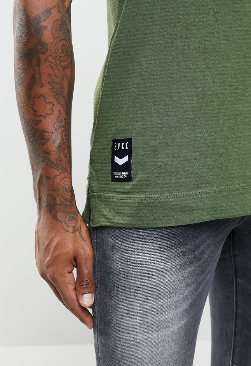 S.P.C.C - Forester side slit straight hem tee - green