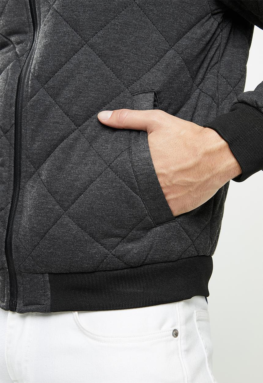 Brave Soul - Jersey quilt jacket - charcoal 