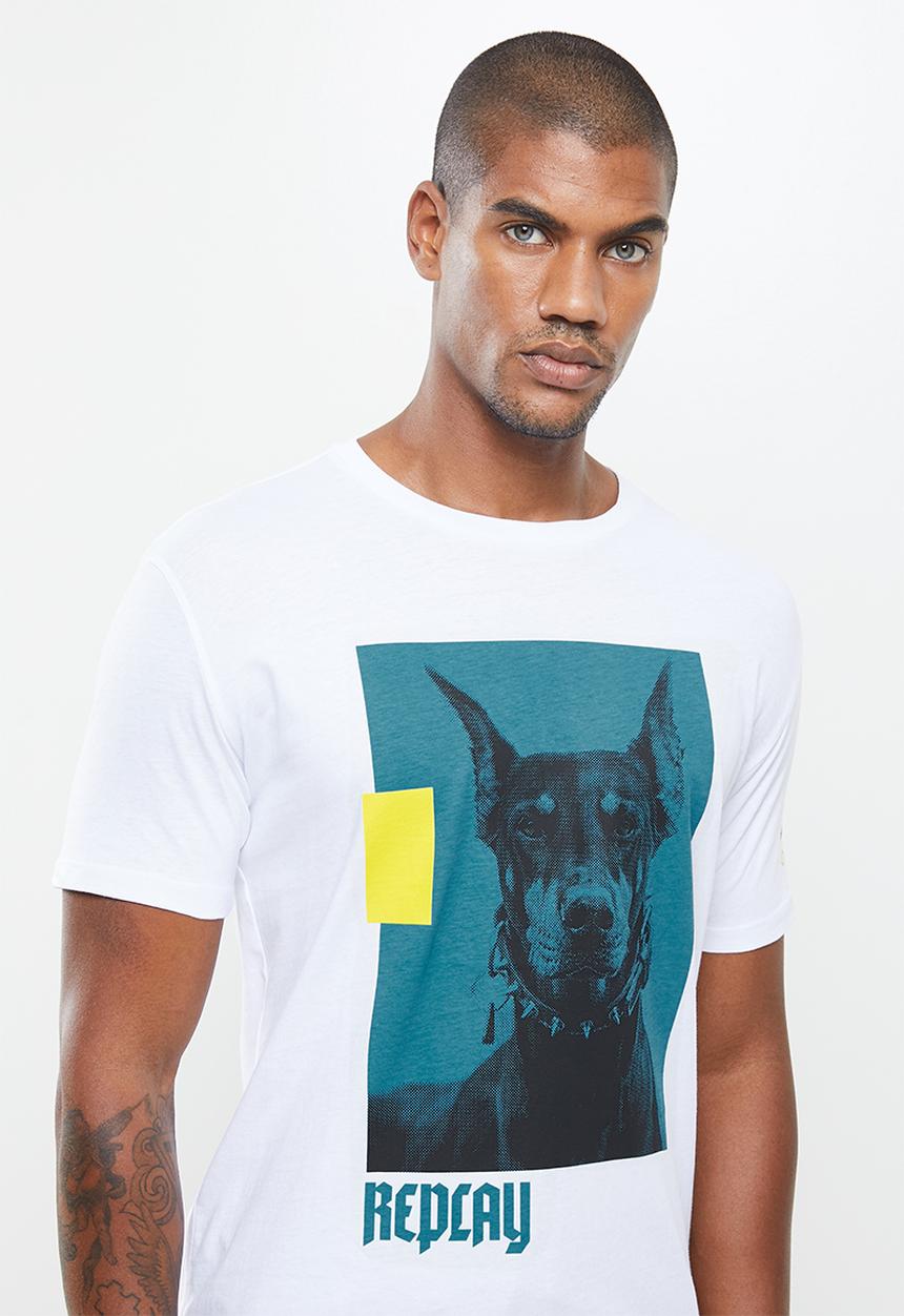 Replay - Replay dog printed tee - white
