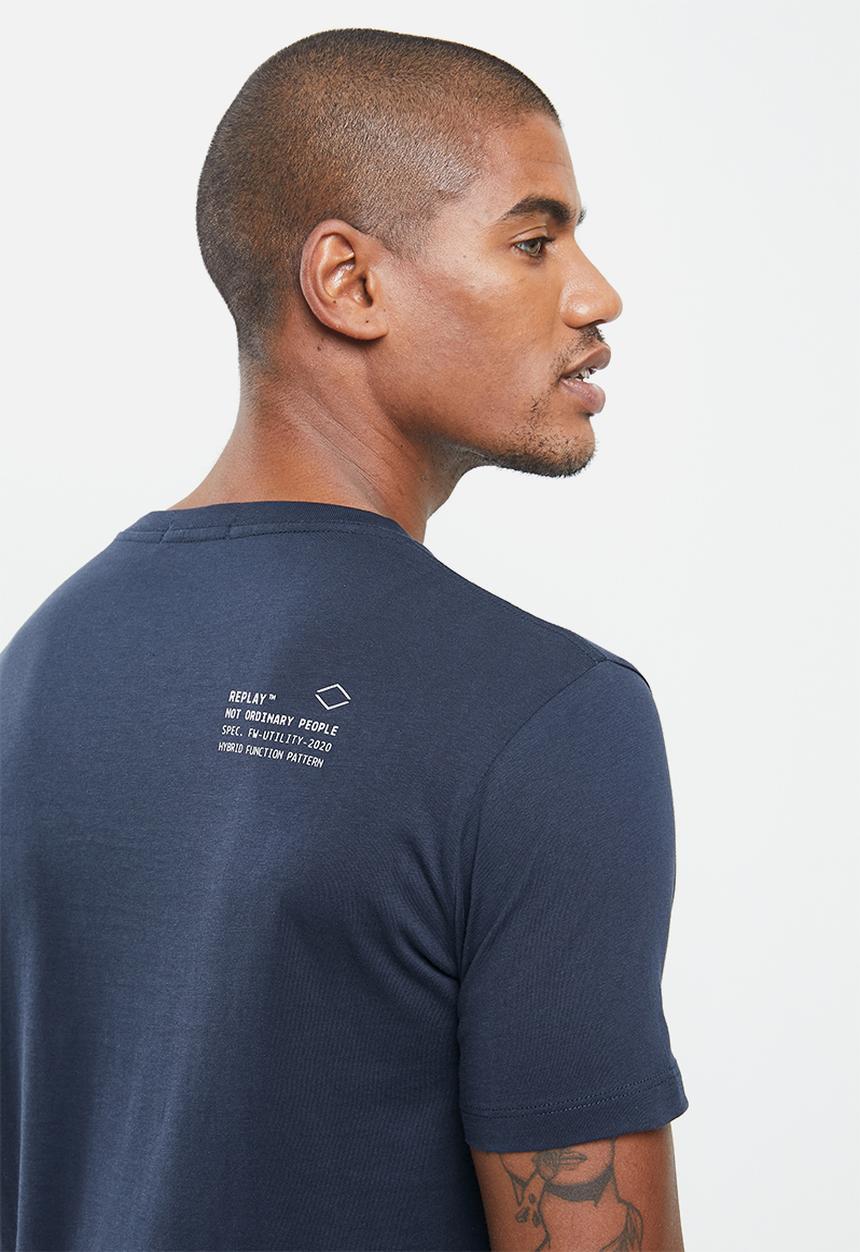 Replay - Replay pop print logo tee - navy