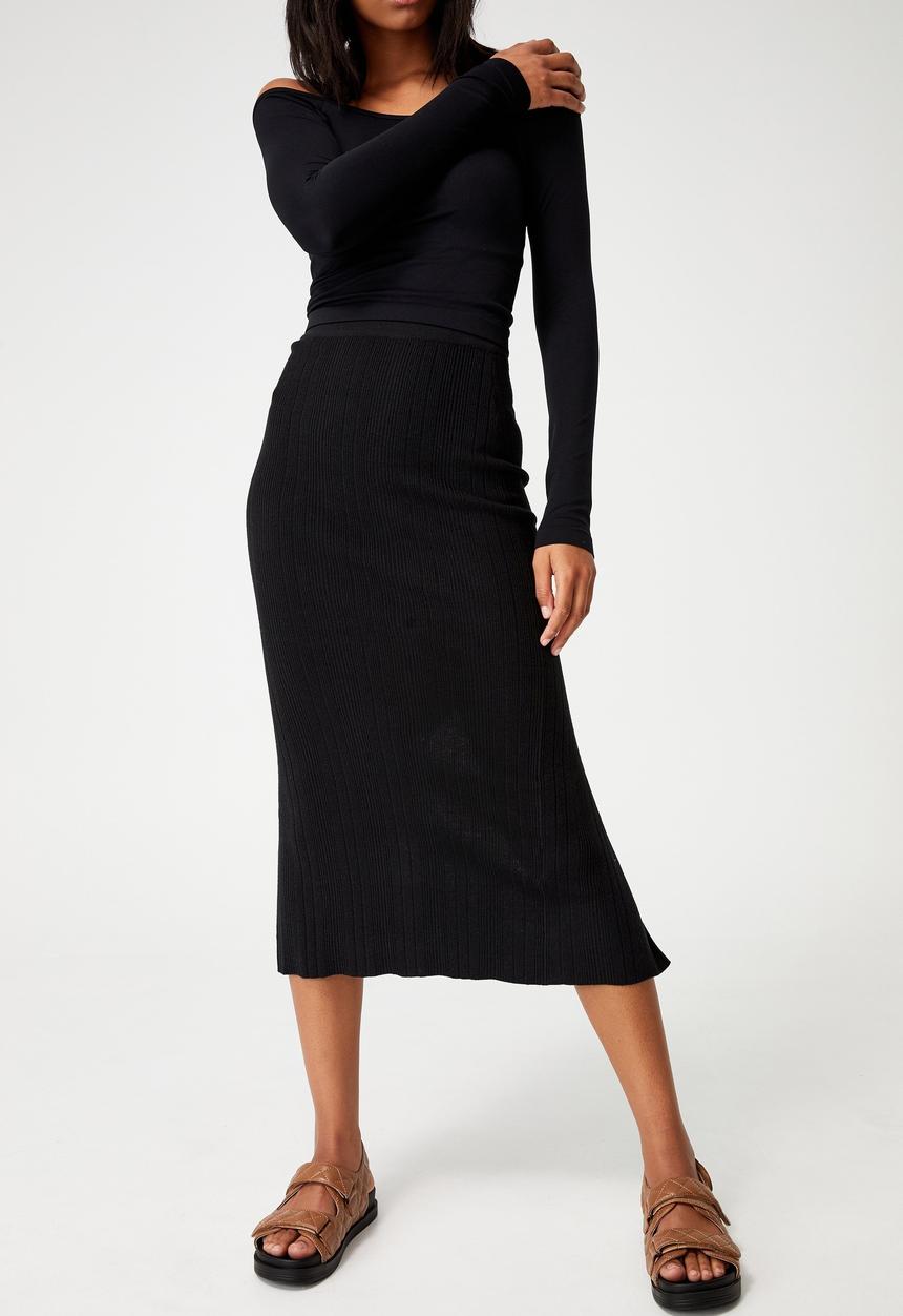 Cotton On - Ultimate knit midi skirt - black