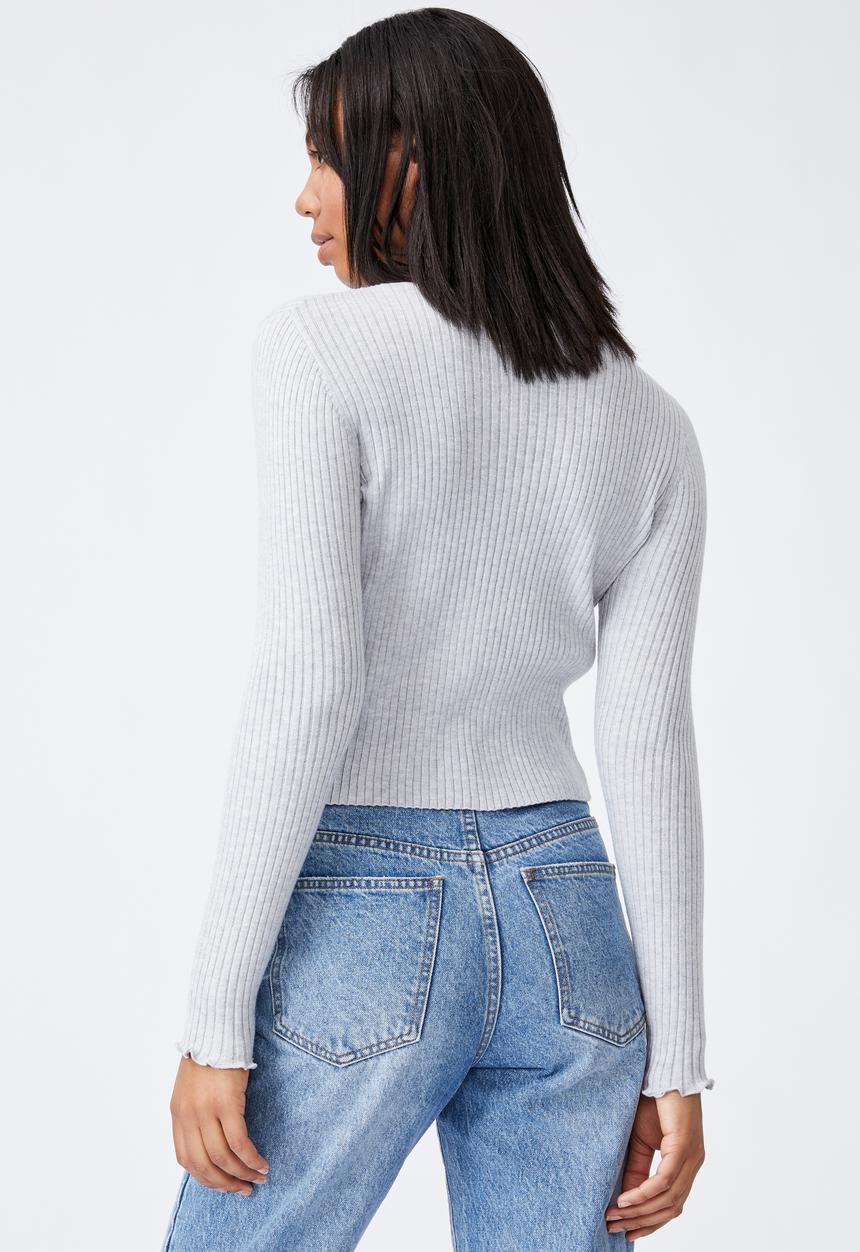 Cotton On - Ultimate variegated ribbed mock neck - grey