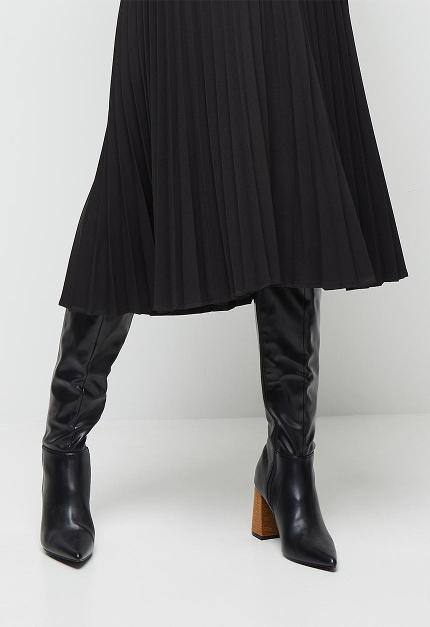 edit - Pleated midaxi skirt - black