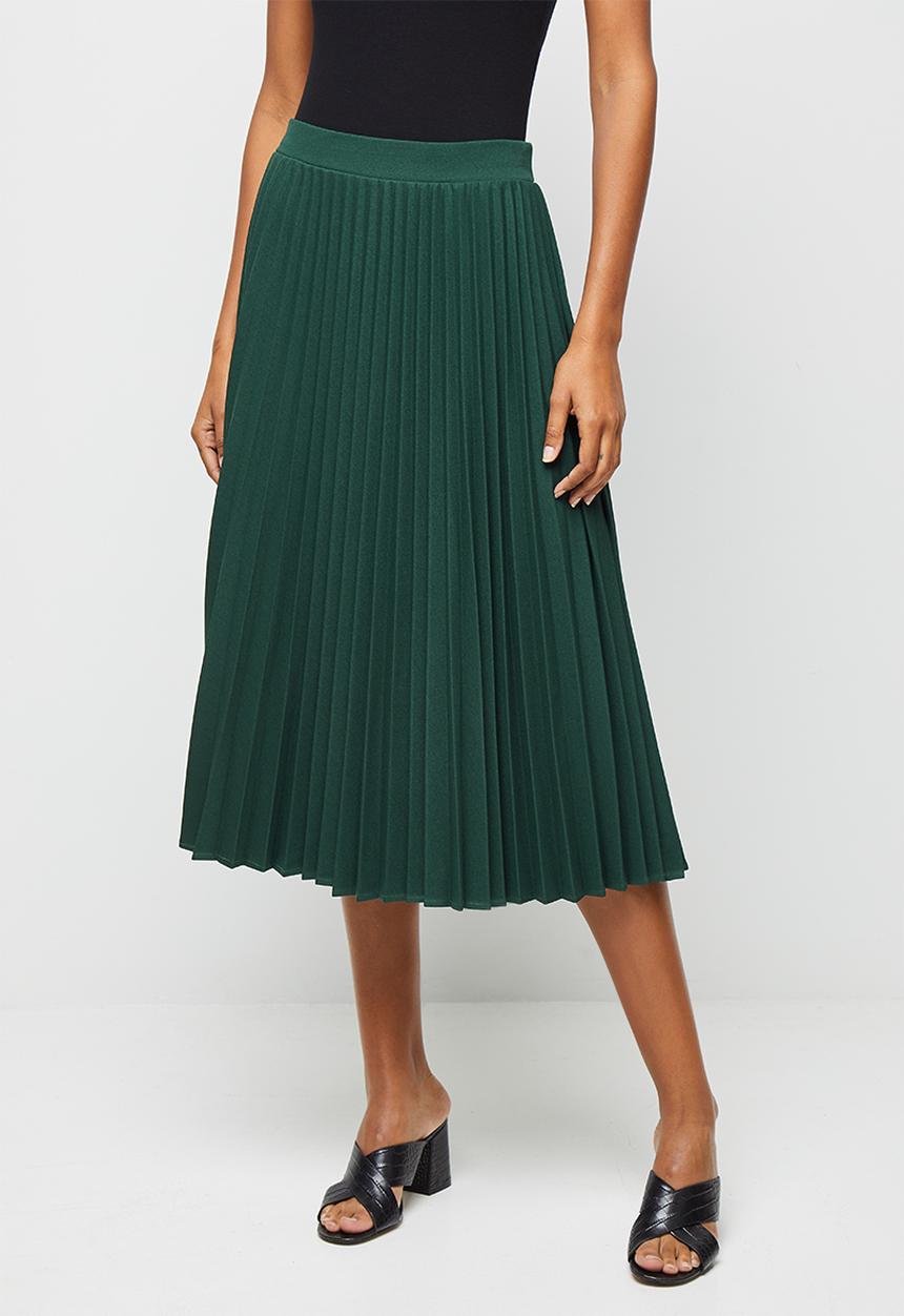 edit - Pleated midaxi skirt - dark emerald
