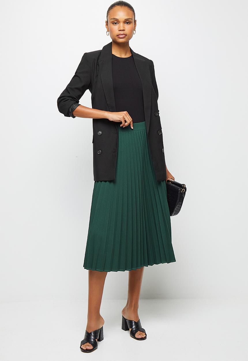 edit - Pleated midaxi skirt - dark emerald