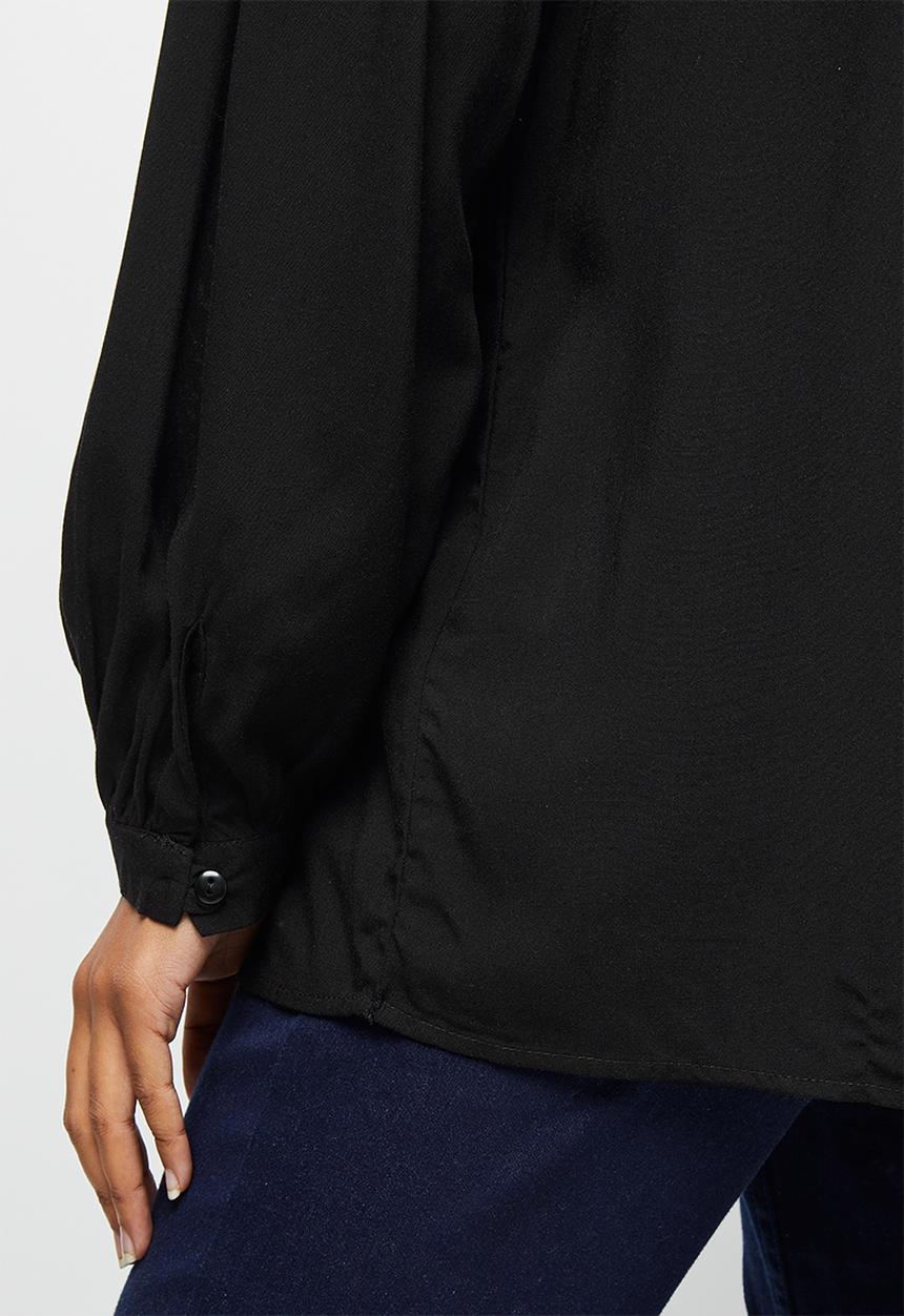 edit - Longline balloon sleeve blouse - black