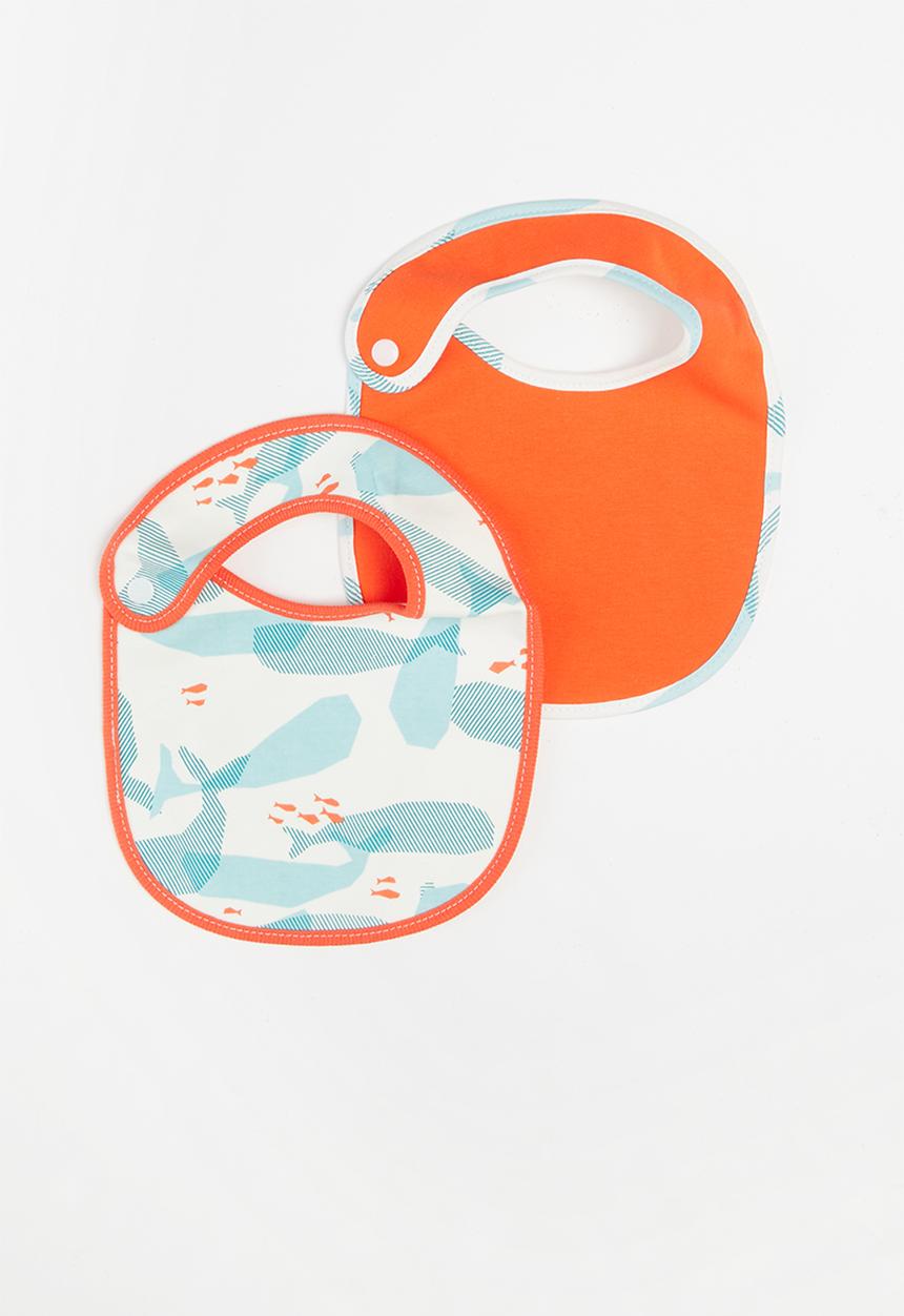 Pop Candy - Boys 2 pack bibs - orange & white
