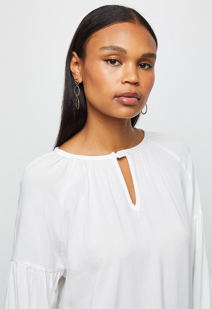 edit - Longline balloon sleeve blouse - ivory
